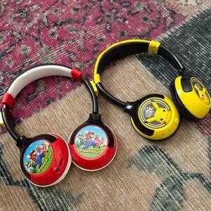 Nintendo Super Mario and Pokémon Pikachu Kids Headphones Bundle
